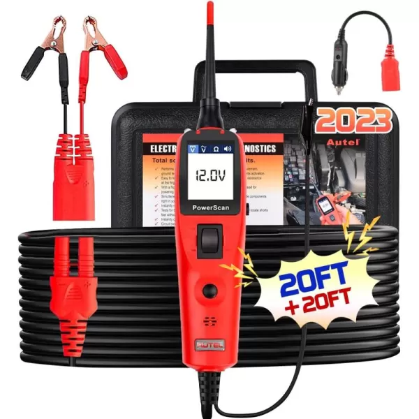 Autel PowerScan Automotive Circuit Tester, Power Circuit Probe Kit, Digital Multimeter/Relay &amp; Diode Resistance Tool, for Frequency/Duty Cycle/Voltage Test, Activating Component, w/ 20ft Cable