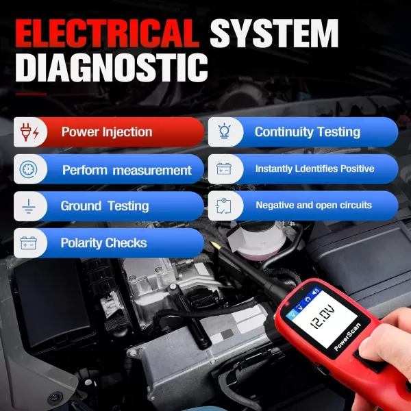 Autel PowerScan PS100 Power Circuit Probe Kit - 12V 24V Car Circuit System Diagnostic Tool, Automotive Circuit Tester with 20ft Extension Cable, Easy to Read AC/DC Current Resistance