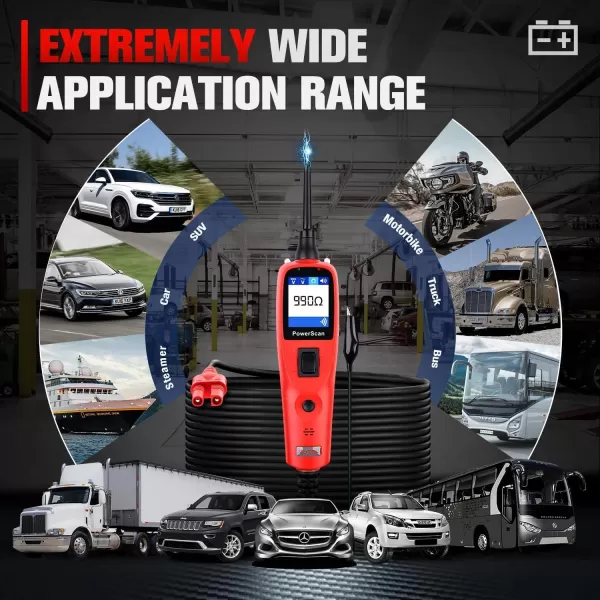 Autel PowerScan PS100 Power Circuit Probe Kit - 12V 24V Car Circuit System Diagnostic Tool, Automotive Circuit Tester with 20ft Extension Cable, Easy to Read AC/DC Current Resistance