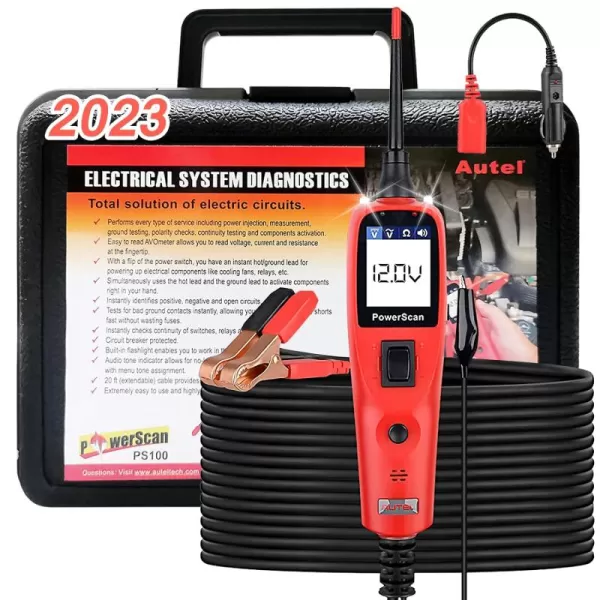 Autel PowerScan PS100 Power Circuit Probe Kit - 12V 24V Car Circuit System Diagnostic Tool, Automotive Circuit Tester with 20ft Extension Cable, Easy to Read AC/DC Current Resistance