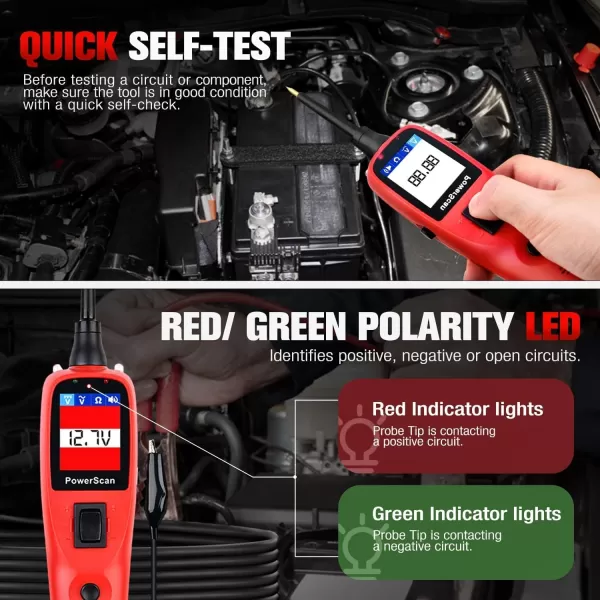 Autel PowerScan PS100 Power Circuit Probe Kit - 12V 24V Car Circuit System Diagnostic Tool, Automotive Circuit Tester with 20ft Extension Cable, Easy to Read AC/DC Current Resistance