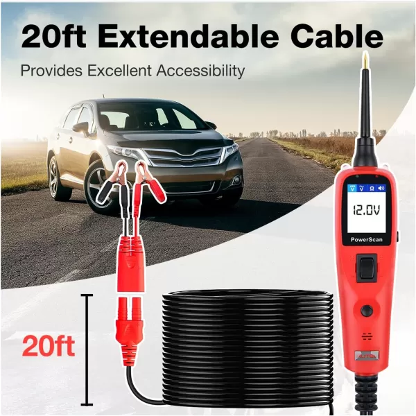 Autel Powerscan Ps100 Electrical System Tester Ps 100 Circuit Tester with 20ft Cable, Built-in Circuit Breaker, Easy to Read AC/DC Current Resistance, Test Continuity/Probe/Sensor Signal