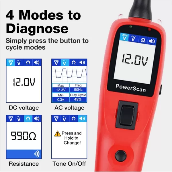 Autel Powerscan Ps100 Electrical System Tester Ps 100 Circuit Tester with 20ft Cable, Built-in Circuit Breaker, Easy to Read AC/DC Current Resistance, Test Continuity/Probe/Sensor Signal