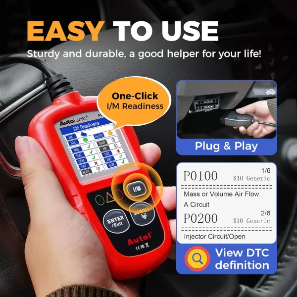 Autel Professional OBD2 Scanner AL319 Code Reader, Enhanced Check and Reset Engine Fault Code, Live Data, Freeze Frame, CAN Car Diagnostic Scan Tools for All OBDII Vehicles After 1996, 2023 Upgraded