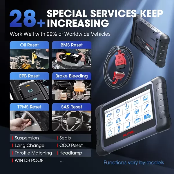 Autel Scaner MaxiCOM MK808S: 2023 Same as MX808S/MK808Z Bidirectional Scan Tool, Upgrade of MK808/MX808, 28+ Services, OE-Level All Systems Diagnostic Scanner, FCA AutoAuth Work with MV105/MV108