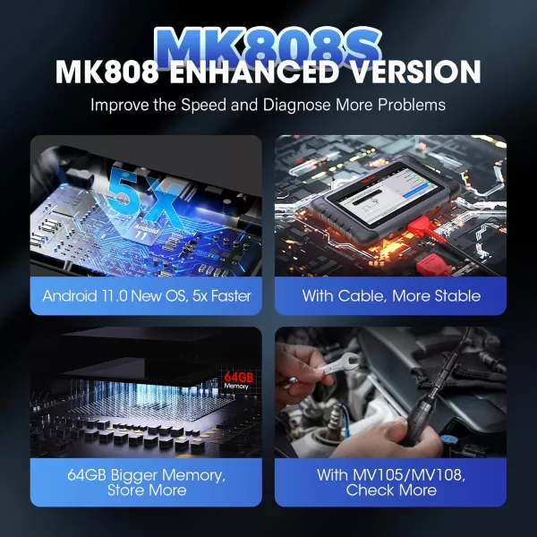 Autel Scaner MaxiCOM MK808S: 2023 Same as MX808S/MK808Z Bidirectional Scan Tool, Upgrade of MK808/MX808, 28+ Services, OE-Level All Systems Diagnostic Scanner, FCA AutoAuth Work with MV105/MV108