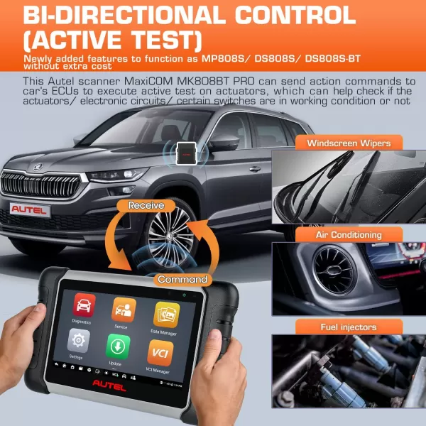 Autel Scanner MaxiCOM MK808BT PRO, 2023 OS 11 Real Bidirectional Diagnostic Tool Up of MK808BT MK808S MaxiCheck MX808S, BT Ver. of MX900, 28+ Reset, OE All Systems Scan 2.0, FCA AutoAuth, Battery Test