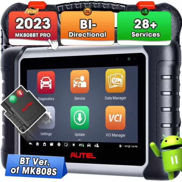 Autel Scanner MaxiCOM MK808BT PRO, 2023 OS 11 Real Bidirectional Diagnostic Tool Up of MK808BT MK808S MaxiCheck MX808S, BT Ver. of MX900, 28+ Reset, OE All Systems Scan 2.0, FCA AutoAuth, Battery Test