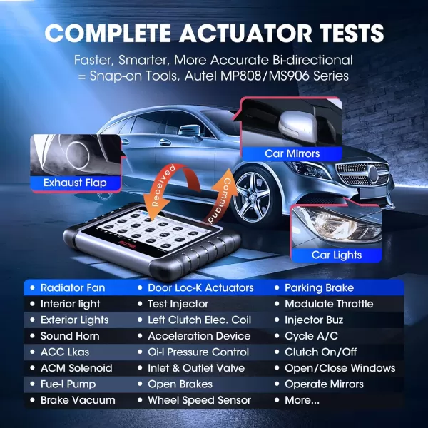 Autel Scanner MaxiCOM MK808S: 2023 Bidirectional Tool as MK808BT Pro MX808S, Updated of MaxiCheck MK808 M808Z, 28+ Service, Active Test, All System Diagnosis, Injector Coding, FCA Autoauth Android 11