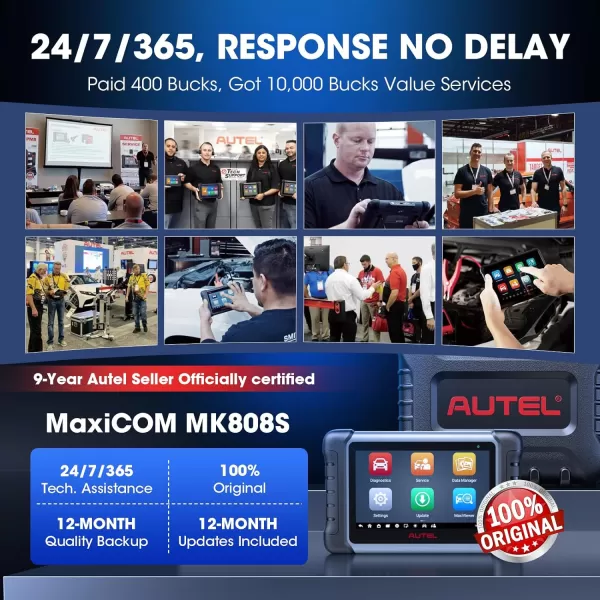 Autel Scanner MaxiCOM MK808S: 2023 Bidirectional Tool as MK808BT Pro MX808S, Updated of MaxiCheck MK808 M808Z, 28+ Service, Active Test, All System Diagnosis, Injector Coding, FCA Autoauth Android 11