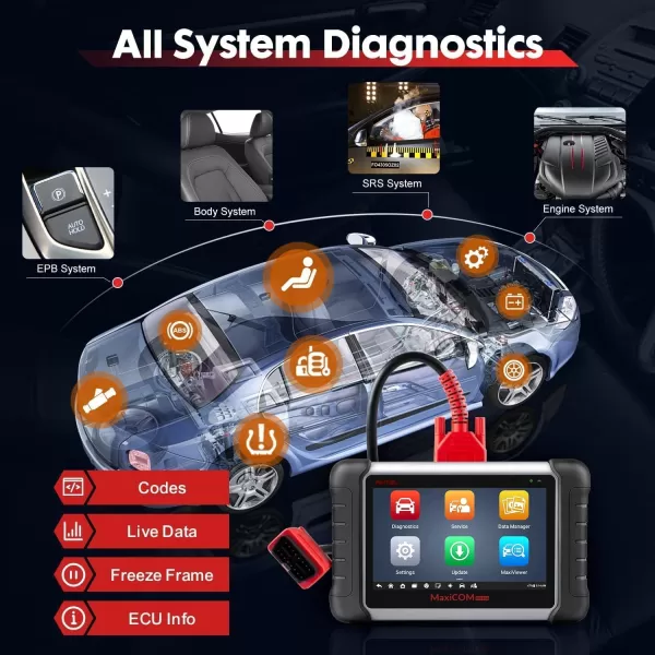 Autel Scanner MaxiCOM MK808Z: Android 11 Based Bi-Directional Control Scan Tool, 28+ Services, 2023 Upgraded of MK808/MX808, All System Diagnostics, FCA Auto Auth, ABS Bleed, Injector Coding