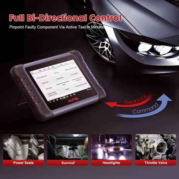 Autel Scanner MaxiCOM MK808Z-TS, Android 11 Based Bi-Directional Control Scan Tool with Full TPMS Function, 2023 Upgraded of MK808BT/MK808TS, 28+ Services, FCA Auto Auth, Support BT506 &amp; MV108 Add-ons