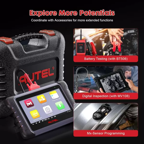 Autel Scanner MaxiCOM MK808Z-TS, Android 11 Based Bi-Directional Control Scan Tool with Full TPMS Function, 2023 Upgraded of MK808BT/MK808TS, 28+ Services, FCA Auto Auth, Support BT506 &amp; MV108 Add-ons