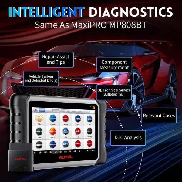 Autel Scanner MaxiCOM MK808Z-TS: Android 11 Based Bi-Directional TPMS Tool, Updated of MK808TS/MK808BT/TS608Pro with Active Test, 28+ Service, Bluetooth All Systems Diagnoses, Sensor Program/Relearn