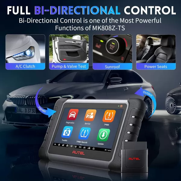 Autel Scanner MaxiCOM MK808Z-TS: Android 11 Based Bi-Directional TPMS Tool, Updated of MK808TS/MK808BT/TS608Pro with Active Test, 28+ Service, Bluetooth All Systems Diagnoses, Sensor Program/Relearn