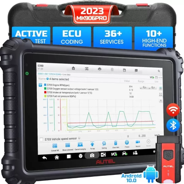 Autel Scanner MaxiCOM MK906 Pro: 2023 Android 10 Upgrade of MS906 PRO, Advanced ECU Coding 36+ Services, 3000+ Bi-Directional, Auto Scan 2.0 Upgrade of MK908S MS906BT MK906BT Work with MV105S/BT506