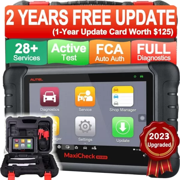 Autel Scanner MaxiCheck MX808 OBD2 All System Diagnostic Scanner, 2023 Bi-Directional Scan Tool, 2 Years Free Update, 28+ Services, FCA Autoauth, Same as MaxiCOM MK808, Work with MV105 MV108
