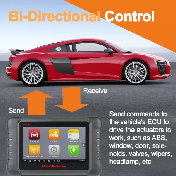 Autel Scanner MaxiCheck MX808 OBD2 All System Diagnostic Scanner, 2023 Bi-Directional Scan Tool, 2 Years Free Update, 28+ Services, FCA Autoauth, Same as MaxiCOM MK808, Work with MV105 MV108
