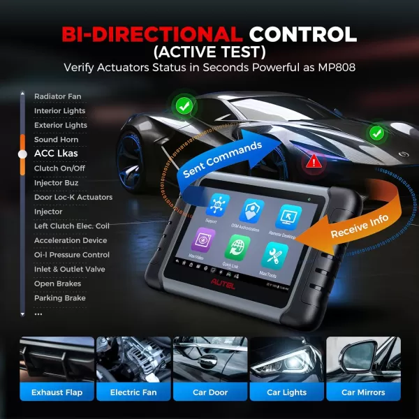 Autel Scanner MaxiCheck MX808S 2023, Android 11, 2023 Same as MaxiCOM MK808S/ MK808Z, Updated of MK808 MX808, Bidirectional Control Scan Tool, Active Tests, 28+ Services, OE All Systems, FCA AutoAuth