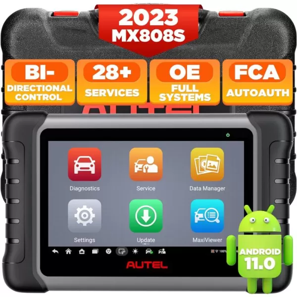 Autel Scanner MaxiCheck MX808S 2023, Android 11, 2023 Same as MaxiCOM MK808S/ MK808Z, Updated of MK808 MX808, Bidirectional Control Scan Tool, Active Tests, 28+ Services, OE All Systems, FCA AutoAuth