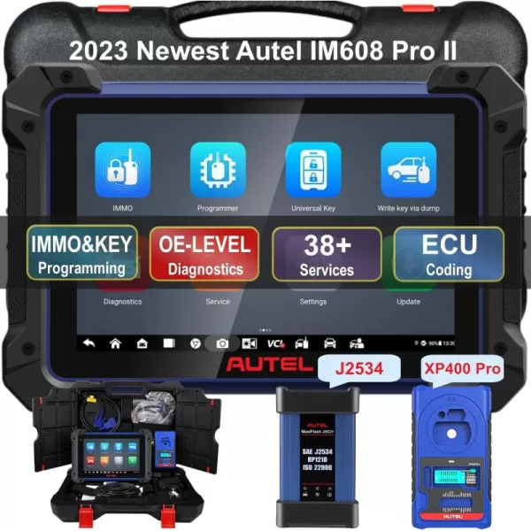 Autel Scanner MaxiIM IM608 PRO II, 2023 New Ver. IMMO&amp;Key Fob Programming Tool, with XP400 Pro, 38+ Services, Bi-Directional Control, Key Fob Programmer Advanced ECU Coding,FCA SGW,Better IM508S KM100