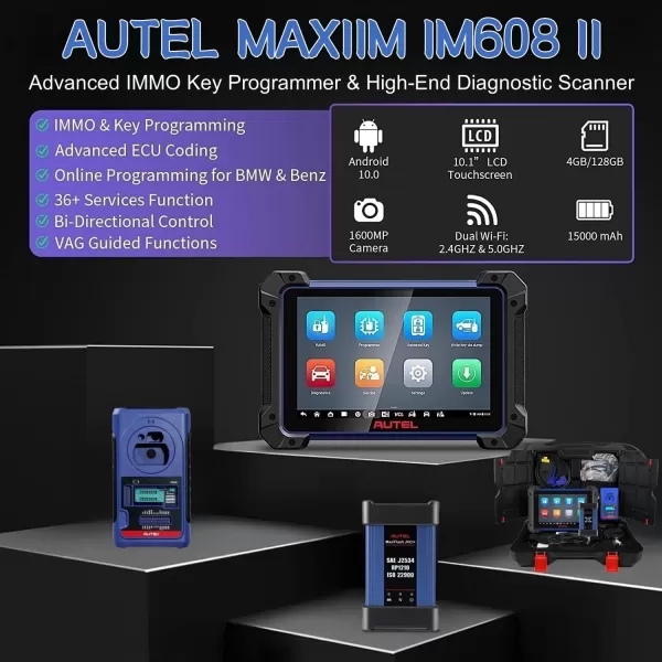 Autel Scanner MaxiIM IM608 PRO II, 2023 New Ver. IMMO&amp;Key Fob Programming Tool, with XP400 Pro, 38+ Services, Bi-Directional Control, Key Fob Programmer Advanced ECU Coding,FCA SGW,Better IM508S KM100