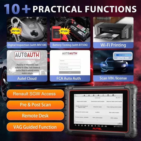 Autel Scanner MaxiPro MP900Z-BT with 60$ MV108, 2023 Upgraded of MP808S/MS906BT, Android 11 ECU Coding Scan Tool, Bi-Directional Scanner with 40+ Services, Full System OBD2 Scanner Support CAN FD/DoIP