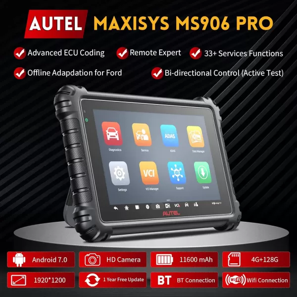 Autel Scanner MaxiSys MS906 Pro - 2023 Newest Upgrade Version of MS906BT/MK906BT/MS906TS/MK908/MS908, Bi-Directional Control, ECU Coding, 36+ Services, Guided Functions, FCA AutoAuth )