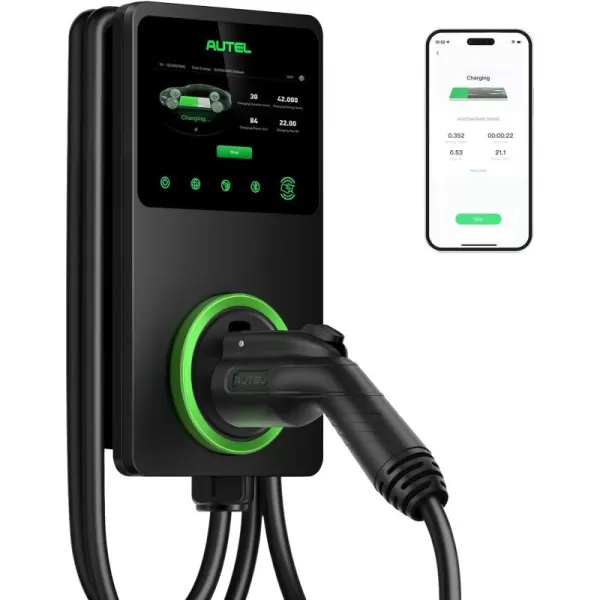 Autel Smart Level 2 Electric Vehicle  Charger up to 50Amp, 240V, Hardwired Car Charging Station with LCD Touch Screen, Energy Star, CSA, Bluetooth, Wi-Fi, Ethernet, 4G,25-Foot Cable Charger up to 50Amp, 240V, Hardwired Car Charging Station with LCD Touch Screen, Energy Star, CSA, Bluetooth, Wi-Fi, Ethernet, 4G,25-Foot Cable)