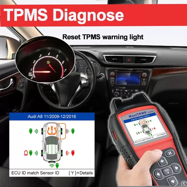 Autel TPMS Programming Tool TS508WF 2023 Version, Program Autel TPMS Sensors, TPMS Relearn Tool, TPMS Reset Tool, Activate Read Copy Tire Sensor Free Lifetime WIFI Update Advanced TS408 TS501 TS508