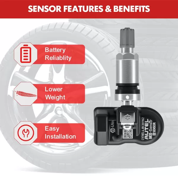 Autel TPMS Sensor 315MHz 433MHz 2in1 MX-Sensor TPS218 Tire Pressure Monitoring System Sensor Cloneable Wireless Programming Replace 98% of OE Sensor SAE Strandard J1205/J1206