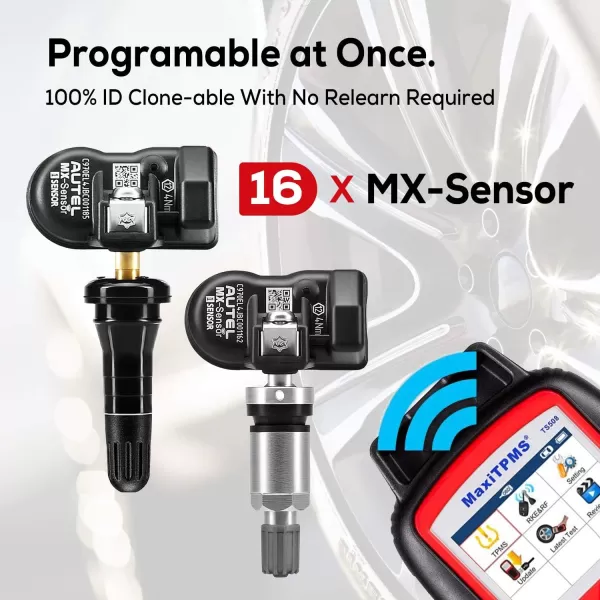 Autel TPMS Sensor MX-Sensor 315MHz+433MHz 2in1 TPS218 Tire Sensor Tire Pressure Monitoring System Sensor Program Universal Replace 98% of OE Sensor SAE Standard J1205/J120 