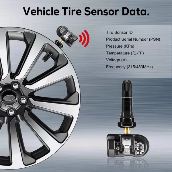 Autel TPMS Sensor MX-Sensor 315MHz+433MHz 2in1 TPS218 Tire Sensor Tire Pressure Monitoring System Sensor Program Universal Replace 98% of OE Sensor SAE Standard J1205/J120 