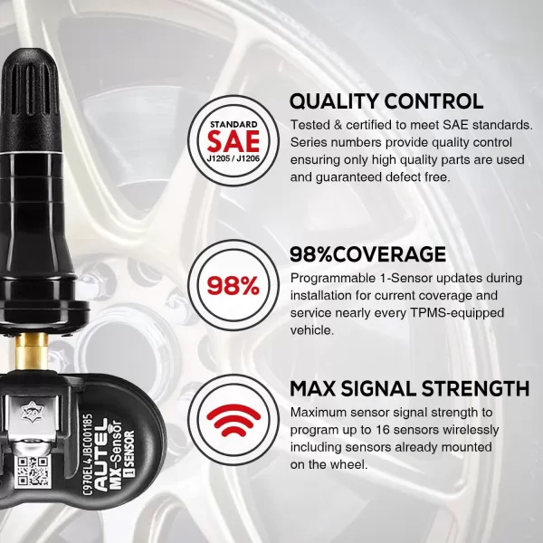 Autel TPMS Sensor MX-Sensor 315MHz+433MHz 2in1 TPS218 Tire Sensor Tire Pressure Monitoring System Sensor Program Universal Replace 98% of OE Sensor SAE Standard J1205/J120 
