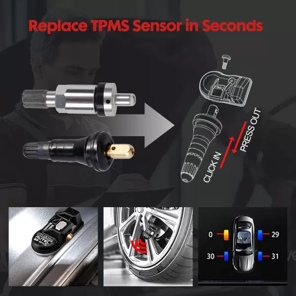 Autel TPMS Sensor MX-Sensor 315MHz+433MHz 2in1 TPS218 Tire Sensor Tire Pressure Monitoring System Sensor Program Universal Replace 98% of OE Sensor SAE Standard J1205/J120 