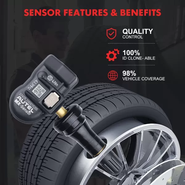 Autel TPMS Sensor MX-Sensor 315MHz+433MHz 2in1 TPS218 Tire Sensor Tire Pressure Monitoring System Sensor Program Universal Replace 98% of OE Sensor SAE Standard J1205/J120 