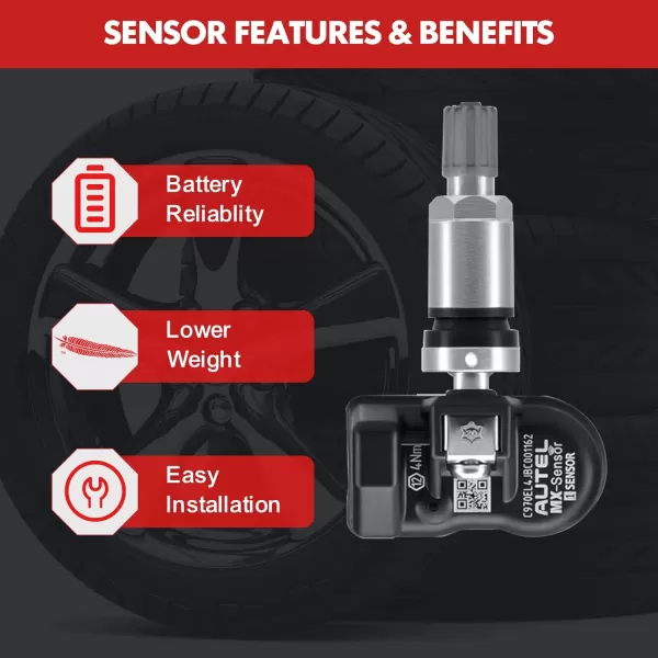 Autel TPMS Sensor MX-Sensor 315MHz+433MHz 2in1 TPS218 Tire Sensor Tire Pressure Monitoring System Sensor Program Universal Replace 98% of OE Sensor SAE Standard J1205/J120 