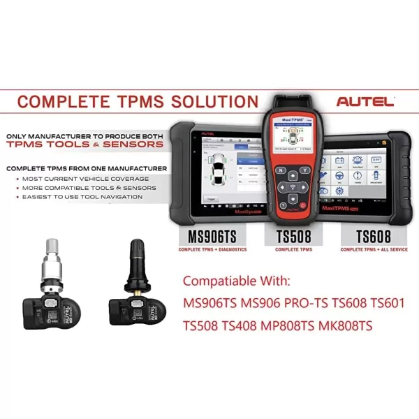 Autel TPMS Sensor, MX Sensor, 8pcs Universal Tire Sensor Dual Frequency 315MHz/433MHz TPMS Sensor Rubber Stem Programmable by TS508 TS408 TS508WF TS608 MS906TS ITS600 MS906PRO-TS