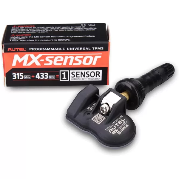 Autel TPMS Sensor, MX Sensor, 8pcs Universal Tire Sensor Dual Frequency 315MHz/433MHz TPMS Sensor Rubber Stem Programmable by TS508 TS408 TS508WF TS608 MS906TS ITS600 MS906PRO-TS