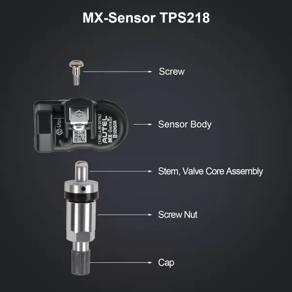 Autel TPMS Sensor MX-Sensor TPS218-315MHz+433MHz 2 in 1 Dual Frequency Replaced OEM Tire Pressure Sensor Universal Programmable Screw-in Sensor Sets of 2pcs 