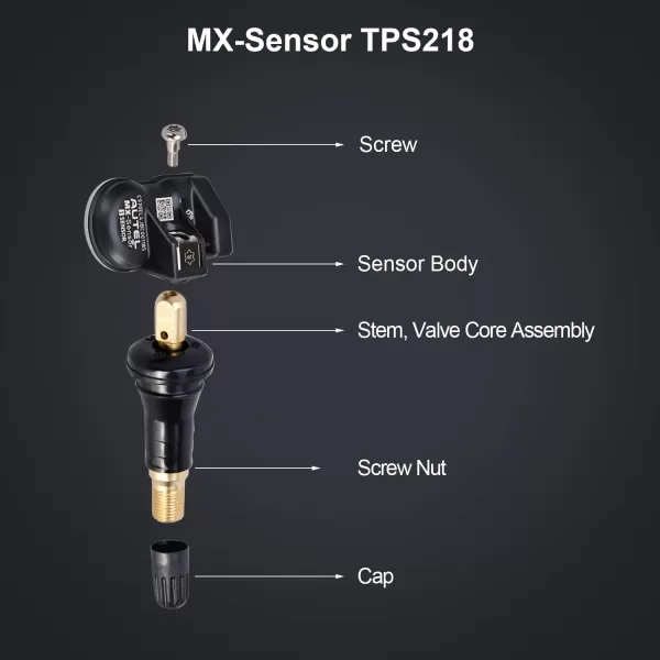 Autel TPMS Sensor MX-Sensor TPS218-315MHz+433MHz 2 in 1 Dual Frequency Replaced OEM Tire Pressure Sensor Universal Programmable Screw-in Sensor Sets of 2pcs 