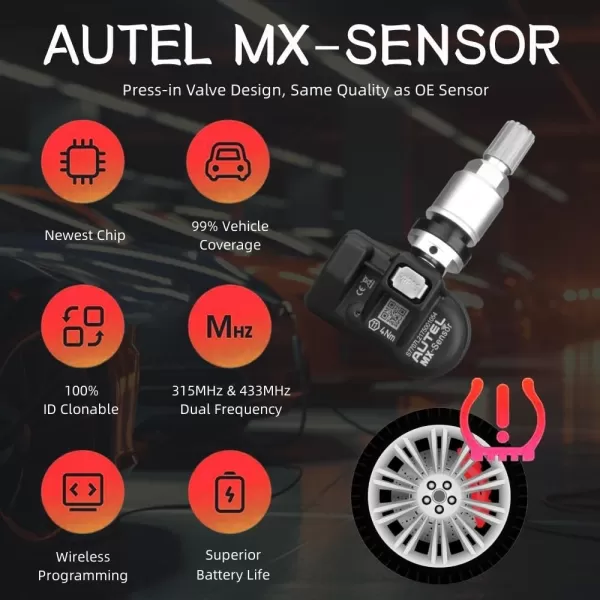 Autel TPMS Sensors MX-Sensor Dual Frequency  20 PCS Pack Metal Tire Sensor Universal TPMS Sensor Programmable by Autel TS401 TS408 TS501 TS508 TS608 20 PCS Pack Metal Tire Sensor Universal TPMS Sensor Programmable by Autel TS401 TS408 TS501 TS508 TS608)