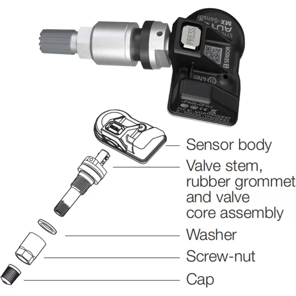 Autel TPMS Sensors, Programmable Mx Sensor for Tire Pressure,315MHz + 433MHz,Press-in OE-Level Programmed by TS508 TS408 TS508WF TS608 MS906TS ITS600 MS906PRO-TS Programmed by TS508 TS408 TS508WF TS608 MS906TS ITS600 MS906PRO-TS)
