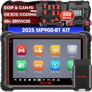 imageAutel MaxiPRO MP900BT Kit Scanner w 200 Bucks OBD1 Kit 2025 DoIPCAN FD MP900BT Kit New Model of MK900BT MP900BT MS906BT Pro ECU Coding as MS906 Pro 3000 Tests 40 Service OS 11 FCA SGW