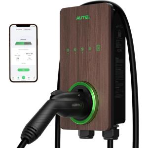 imageAutel Home Smart Electric Vehicle EV Charger up to 50Amp 240V IndoorOutdoor Car Charging Station with Level 2 WiFi and Bluetooth Enabled EVSE 25Foot CableDark GrayWood Grain