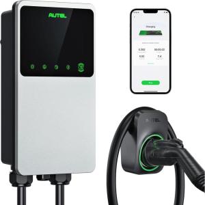 imageAutel MaxiCharger Home Electric Vehicle EV Charger up to 50 Amp 240V Level 2 WiFi and Bluetooth Enabled EVSE Hardwired IndoorOutdoor 25Foot Cable with Separate Holster SilverSilver