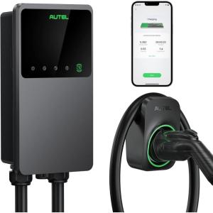 imageAutel MaxiCharger Home Electric Vehicle EV Charger up to 50 Amp 240V Level 2 WiFi and Bluetooth Enabled EVSE Hardwired IndoorOutdoor 25Foot Cable with Separate Holster SilverDark Gray