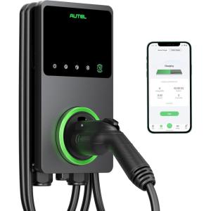 imageAutel MaxiCharger Home Smart AI Electric Vehicle EV Charger 50 Amp Level 2 WiFi and Bluetooth Enabled EVSE IndoorOutdoor Car Charging Station with inBody Holster and 25Foot Premium Cable50 Amp Hardwired