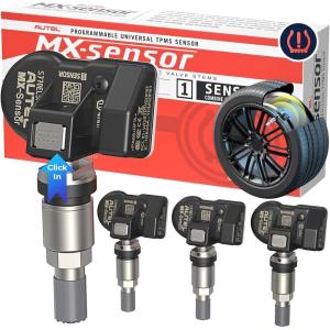 imageAutel MXSensor 2 in 1 315MHz  433MHzPressin 100 Cloneable TPMS Programmable Sensors for Tire Pressure Monitoring SystemMetal ValvesSet of 4 Pieces