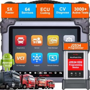 imageAutel MaxiSYS MS908CV II Heavy Duty Truck Scanner Better MS908CV Same as MS909CV Diagnostic Scan Tool for Commercial Vehicles J2534 ECU ProgrammingCoding 64 Services 3000 Active Tests